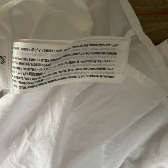 Abercrombie Fitch Ruched Bodice Puff Sleeve Mini Dress White Petite S - Picture 4 of 5